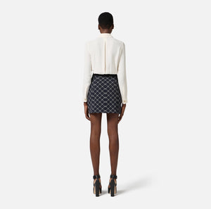 Hemdbluse aus Georgette mit Schmuckknöpfen