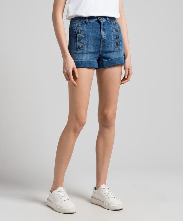 BLAUE JEANSSHORTS MIT LOGO