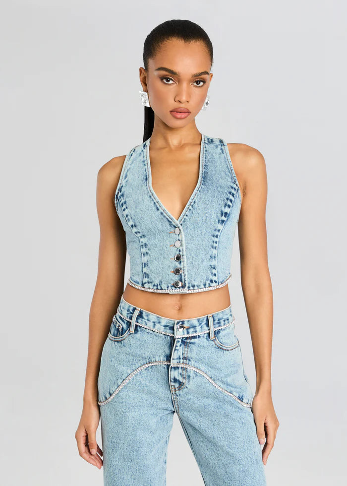 JORDI EMBELLISHED DENIM VEST