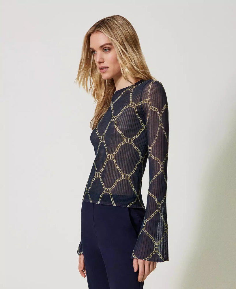 Figurbetonter Pullover mit Kettenprint