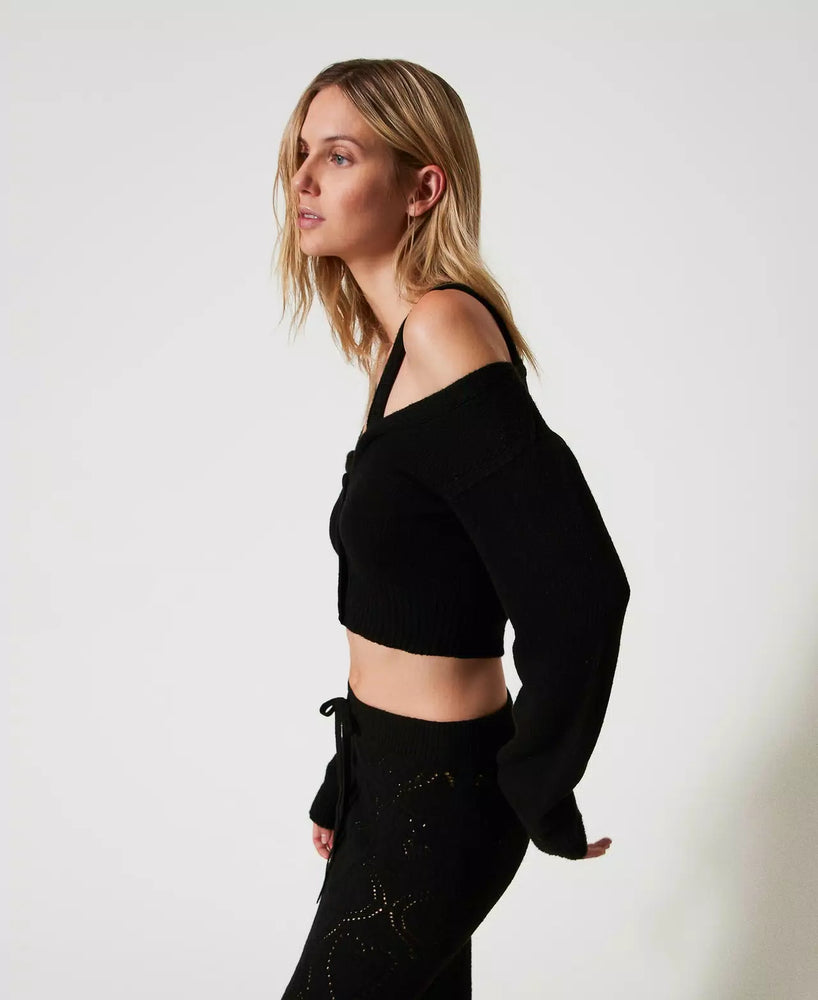 Cardigan aus Treeblend-Garn mit Zopfmustern