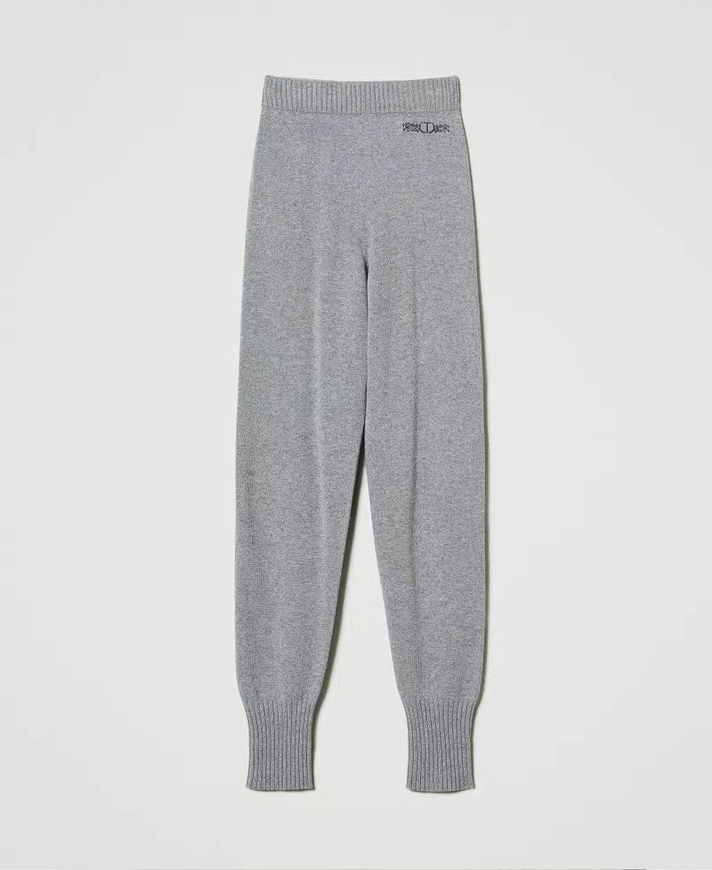 Joggers aus Wollmischung mit Sticklogo