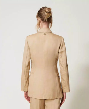 Einreihige Jacke aus Leinenmischung