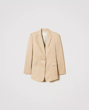 Einreihige Jacke aus Leinenmischung
