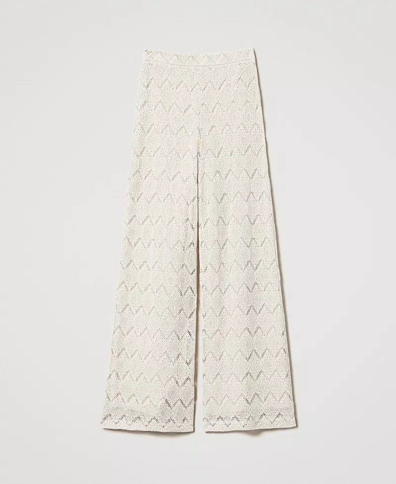 Wide-Leg-Hose aus Makrameespitze