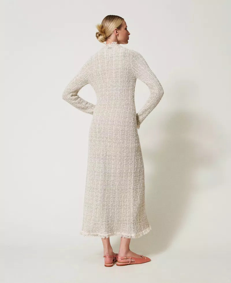 Maxicardigan aus Jacquard mit Lurex