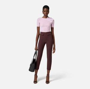 Hose mit Slim-Passform aus Crêpe mit Logo-Plakette