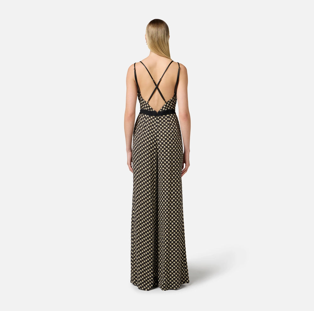 Jumpsuit aus Georgette mit Rautenprint