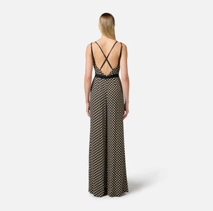 Jumpsuit aus Georgette mit Rautenprint