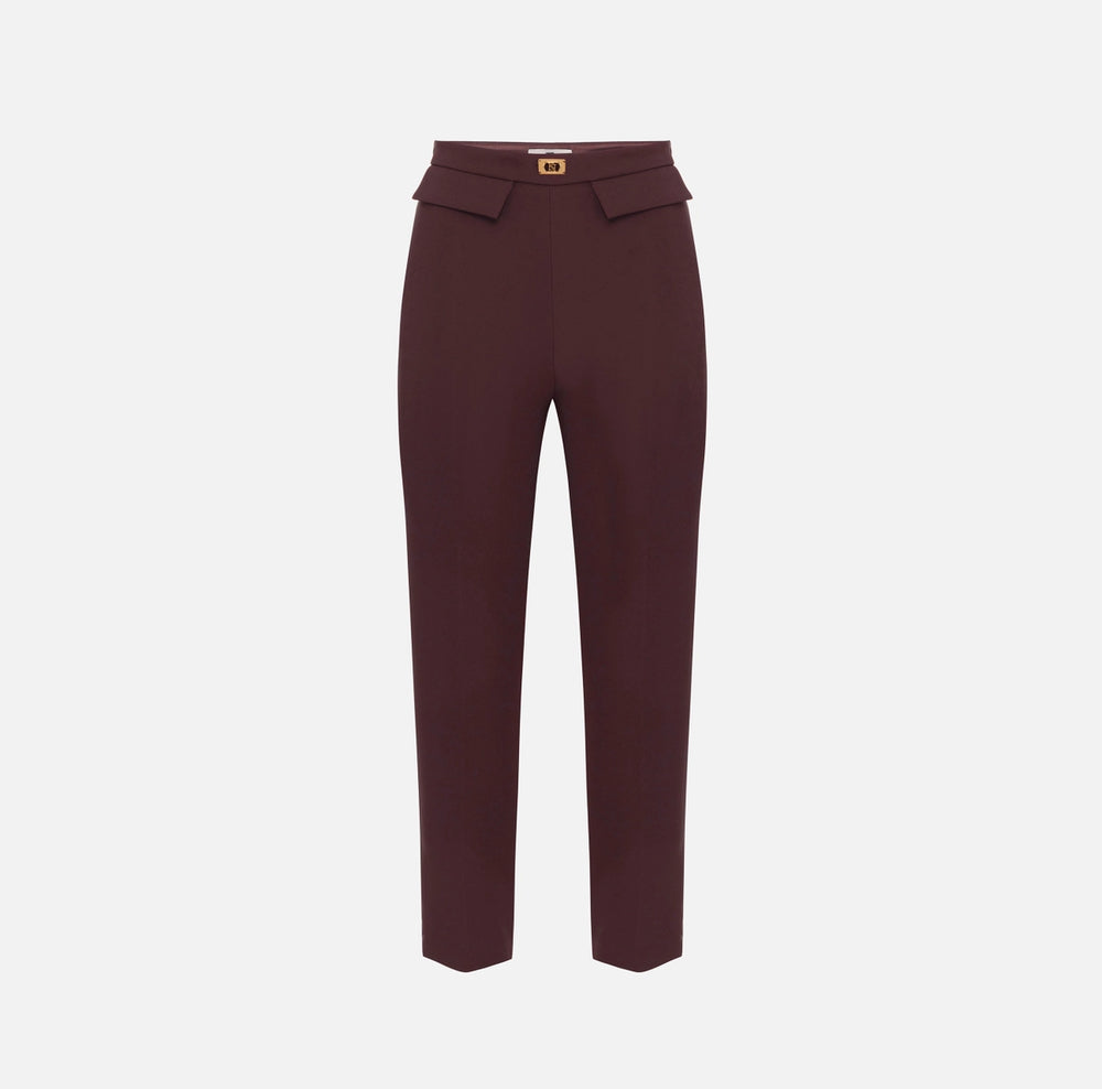 Hose mit Slim-Passform aus Crêpe mit Logo-Plakette
