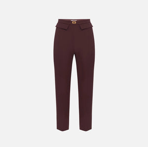 Hose mit Slim-Passform aus Crêpe mit Logo-Plakette