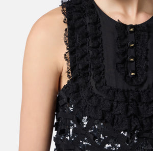 Kleid aus Tüll und Voile mit Schleifen