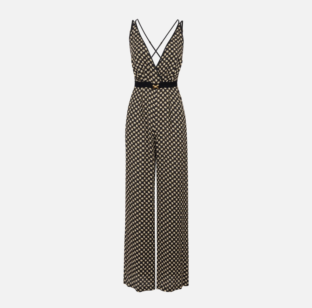 Jumpsuit aus Georgette mit Rautenprint