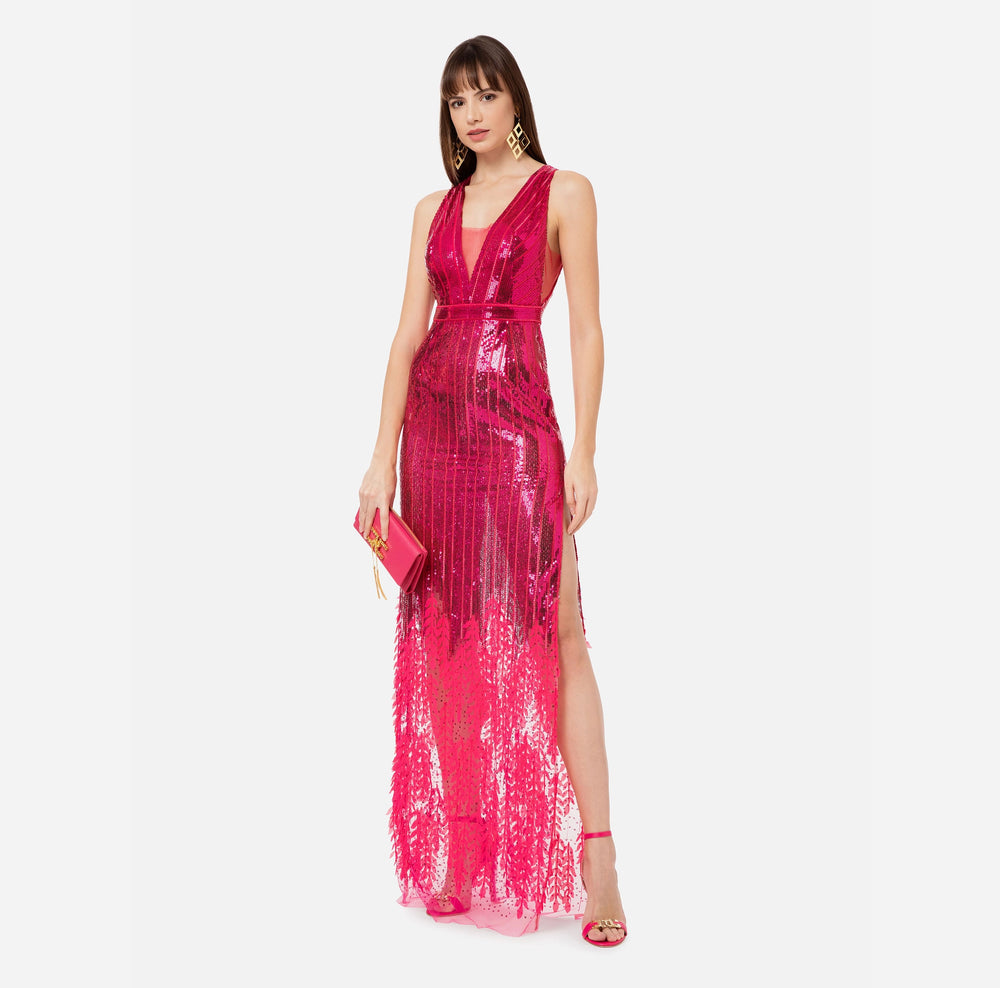 Red Carpet-Kleid aus Pailletten mit Blättern