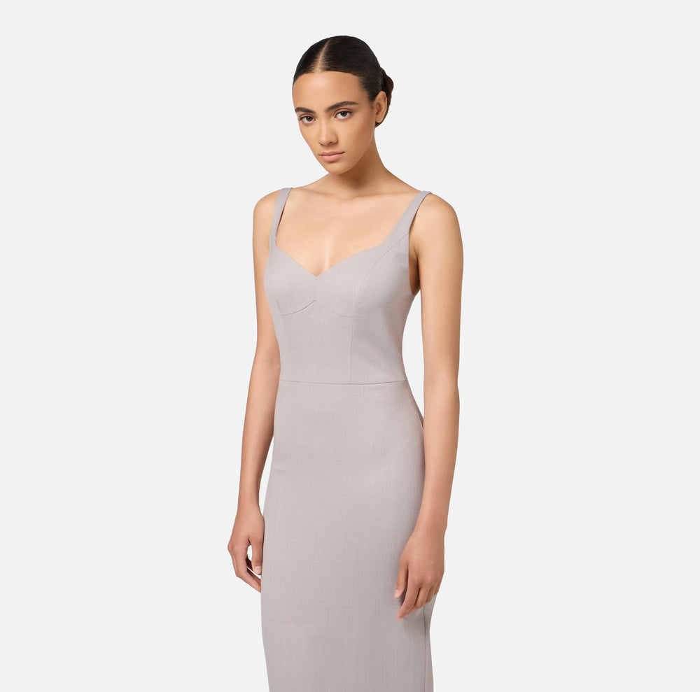 Midi-Kleid aus leichter Wolle in Melange-Optik