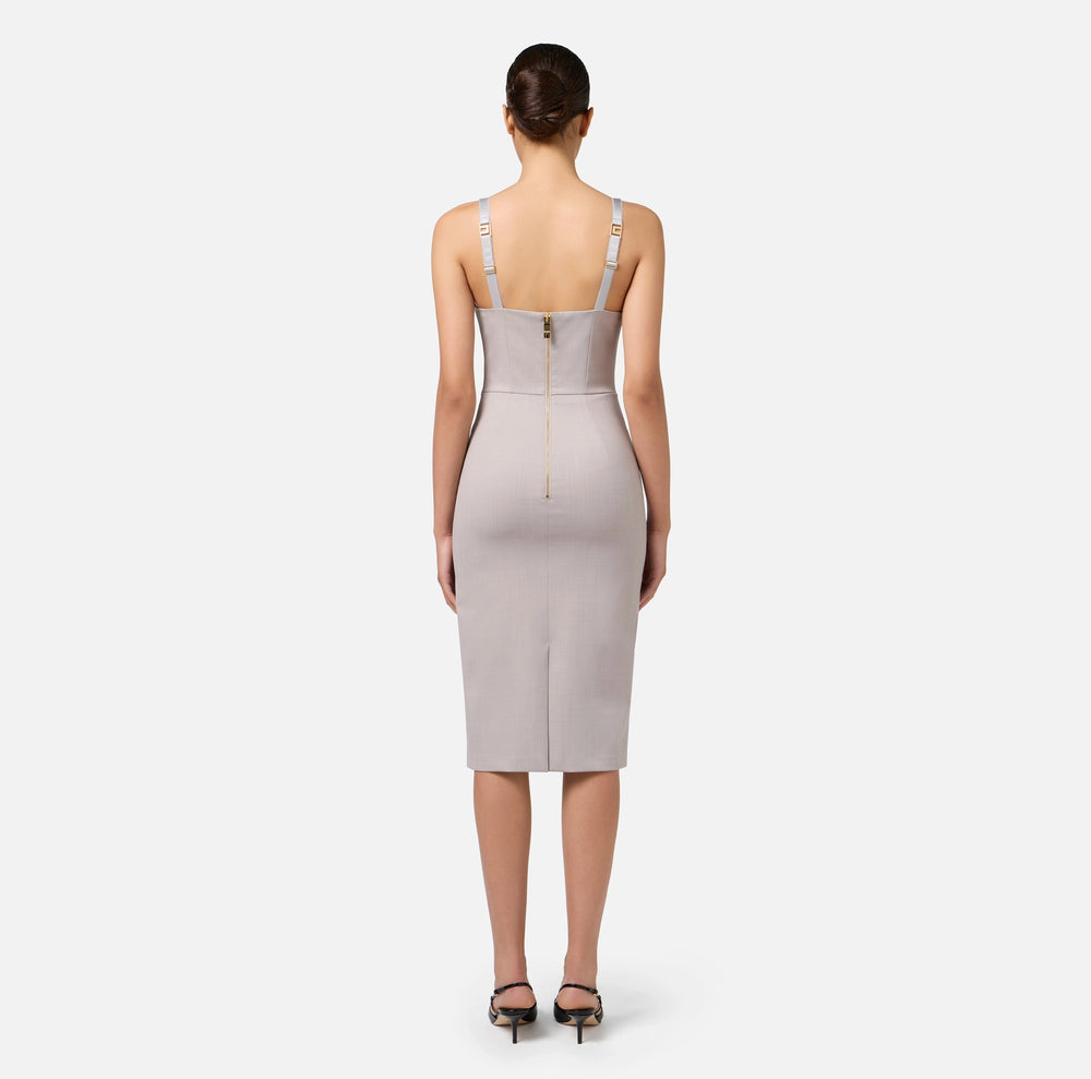 Midi-Kleid aus leichter Wolle in Melange-Optik