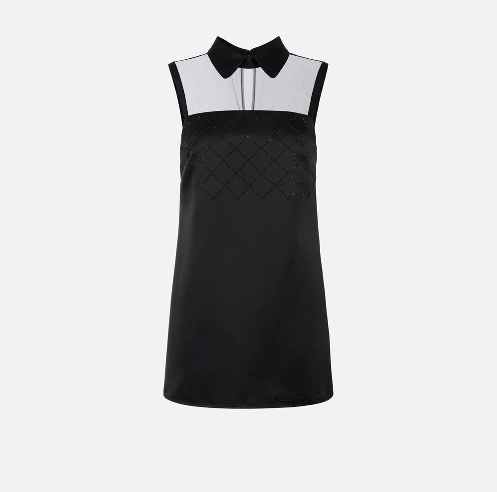 Kleid aus Duchesse mit Strass