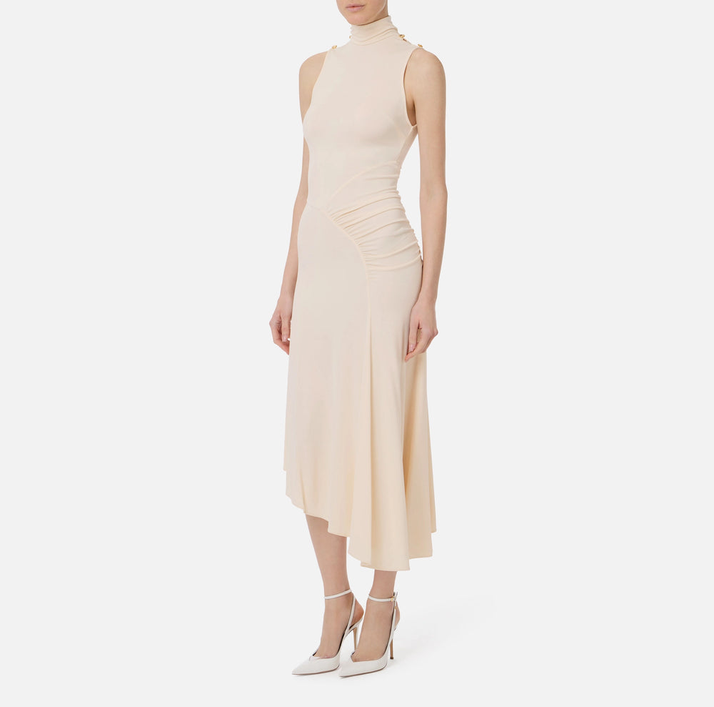 Asymmetrisches Kleid aus fließendem Crêpe-Jersey