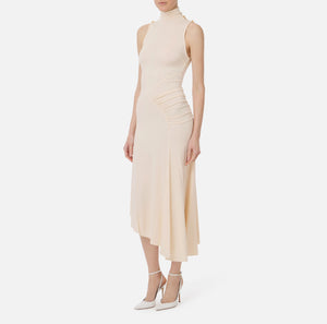 Asymmetrisches Kleid aus fließendem Crêpe-Jersey