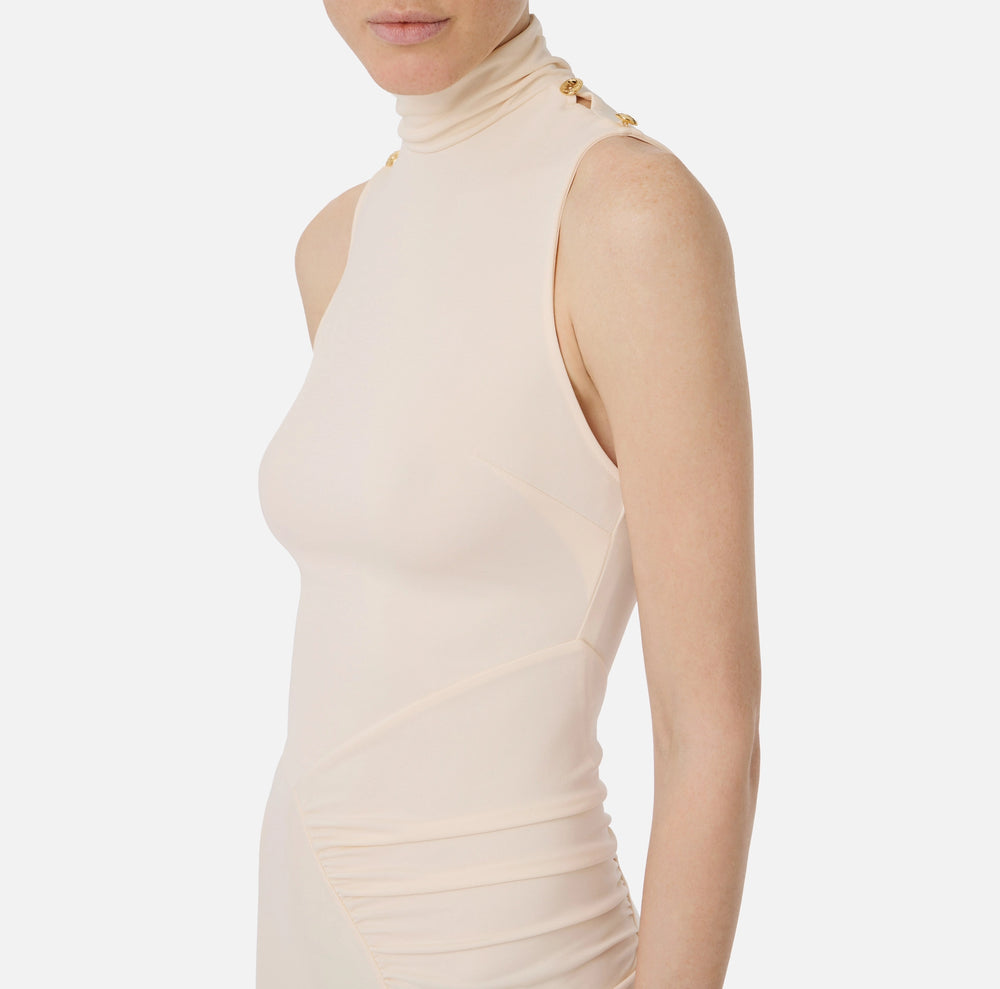 Asymmetrisches Kleid aus fließendem Crêpe-Jersey