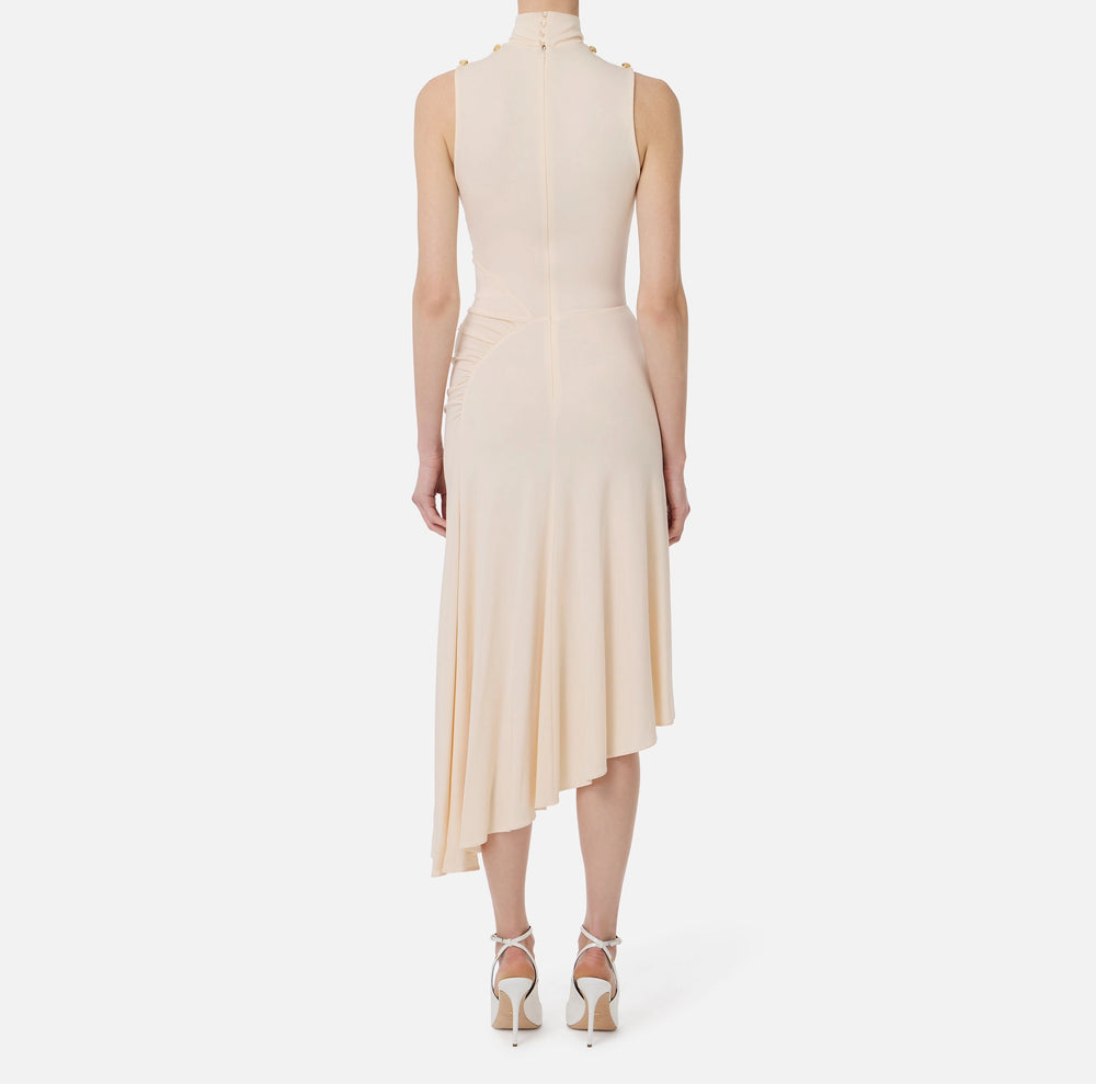 Asymmetrisches Kleid aus fließendem Crêpe-Jersey