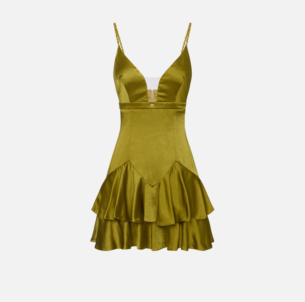 Minikleid aus Satin mit Schmuckdetails