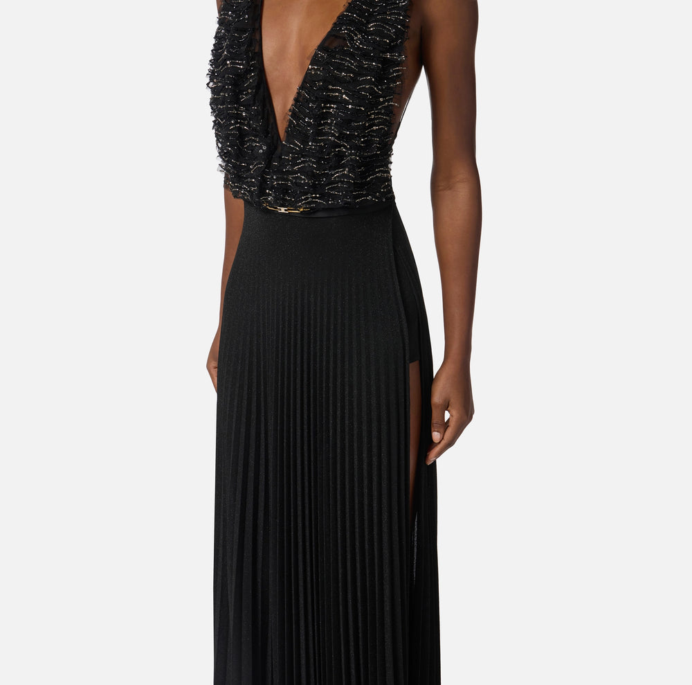 Red Carpet-Kleid aus Tüll und Jersey mit Kristallen