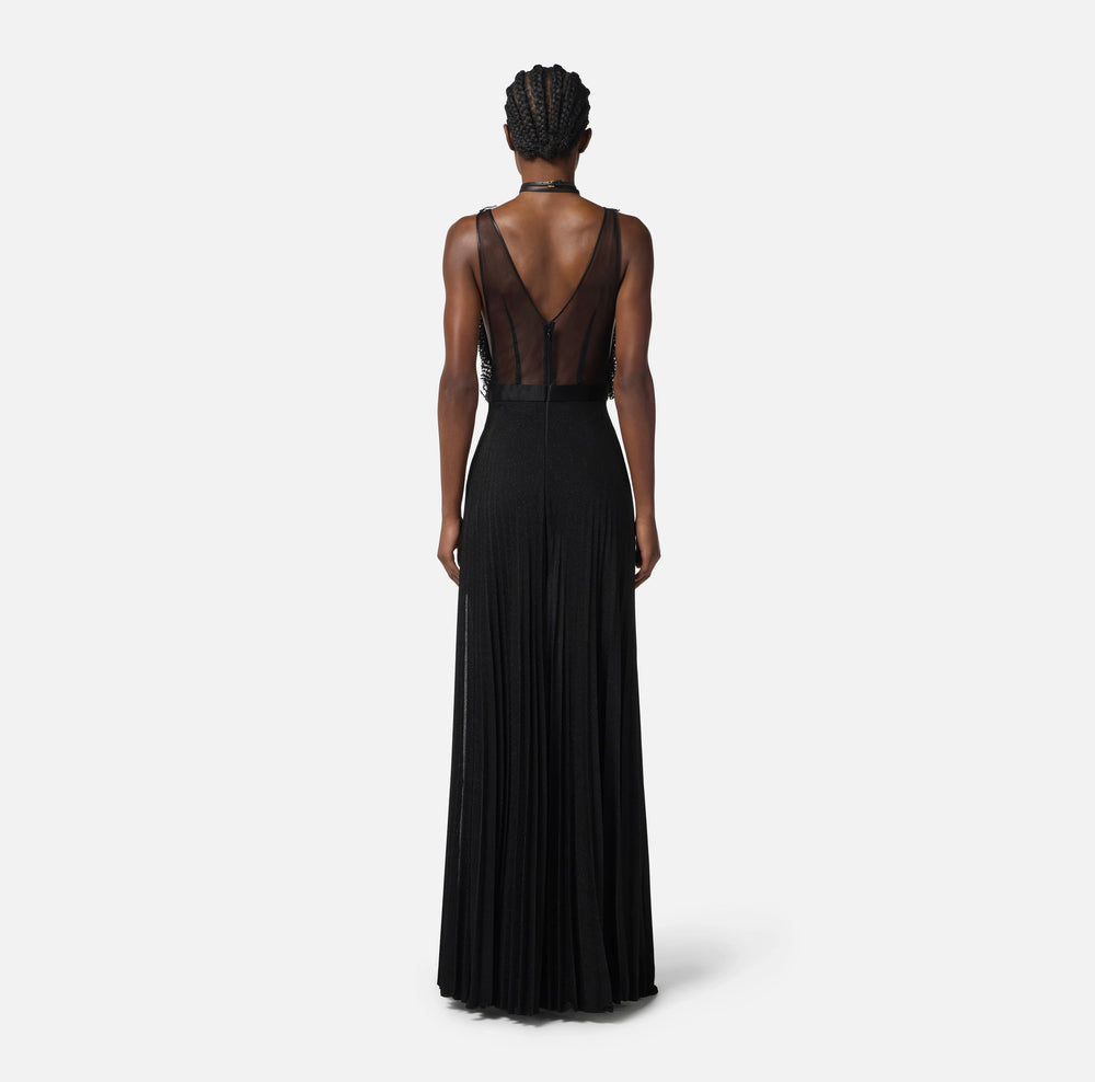 Red Carpet-Kleid aus Tüll und Jersey mit Kristallen