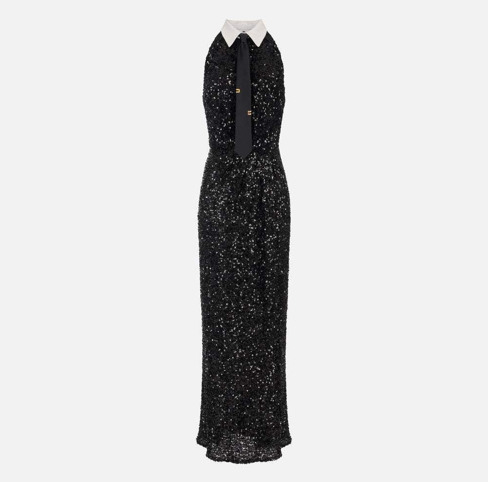 Red Carpet-Kleid mit in Pailletten und Krawatte