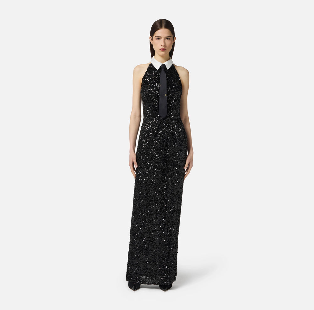 Red Carpet-Kleid mit in Pailletten und Krawatte