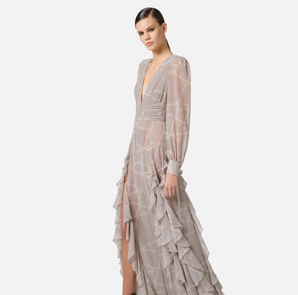 Red Carpet-Kleid aus Georgette mit Tupfen-Print und Bändern