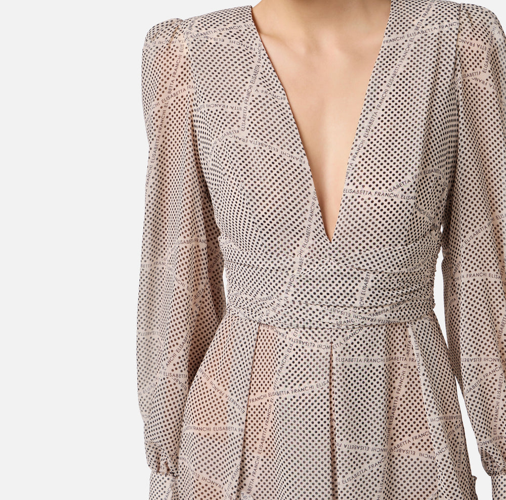 Red Carpet-Kleid aus Georgette mit Tupfen-Print und Bändern