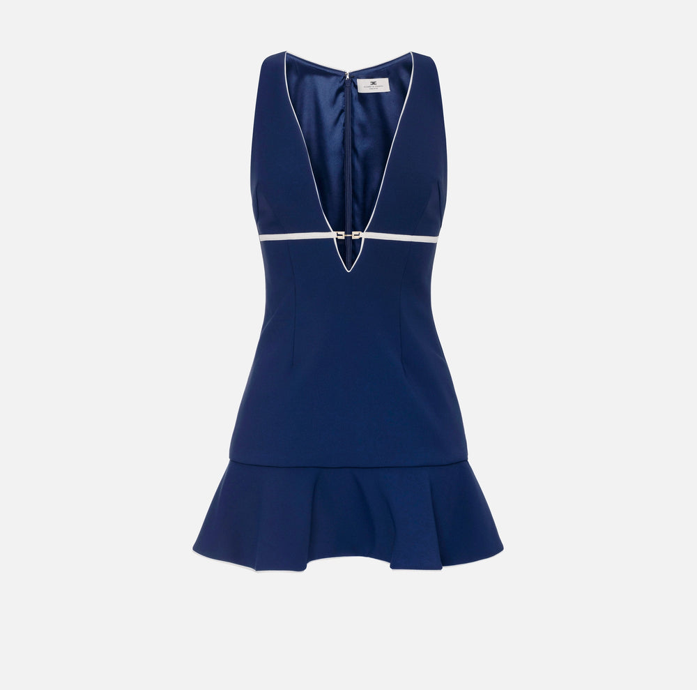 Kleid aus Crêpe mit Piping und Schmuck-Horsebit