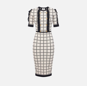 Kleid aus Jacquard mit Logo und Rüschen