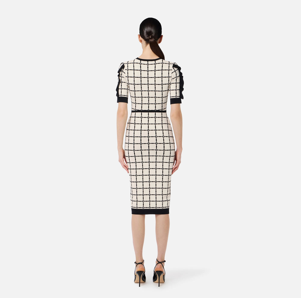 Kleid aus Jacquard mit Logo und Rüschen
