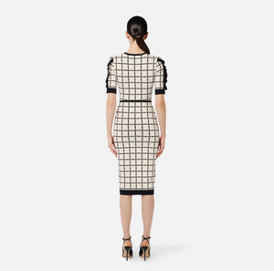 Kleid aus Jacquard mit Logo und Rüschen