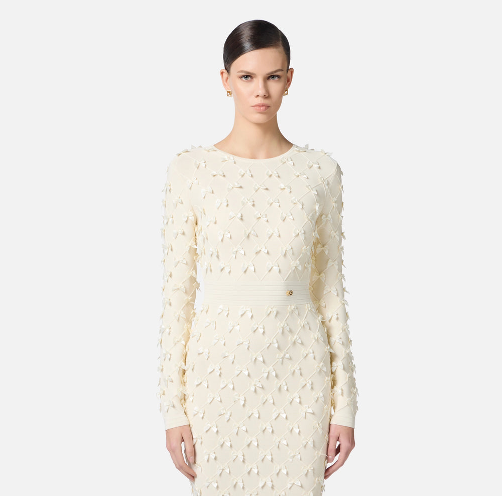 Kleid aus Stretch-Viskose mit Schleifen