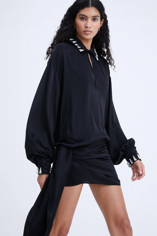 DRESS IN SATIN WITH SWAROVSKI