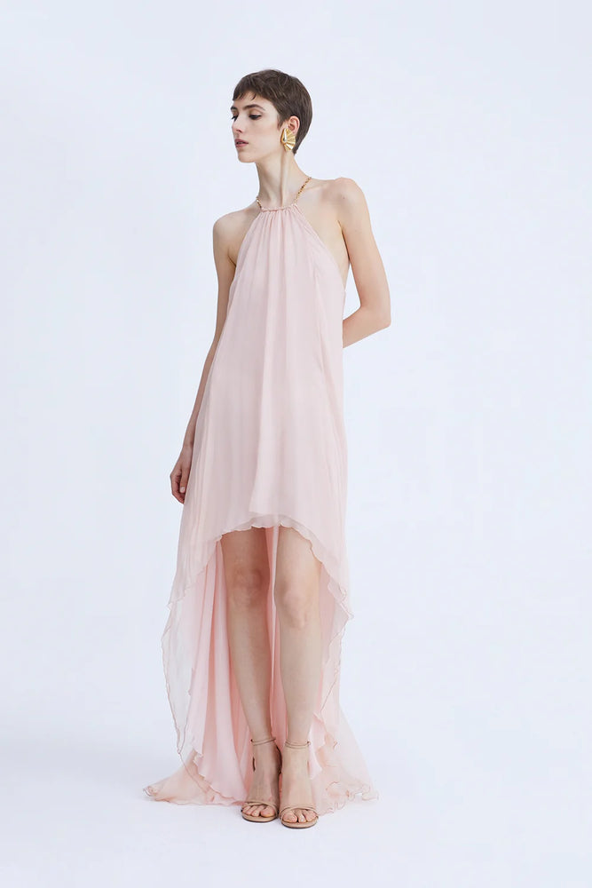 LONG SILK CHIFFON DRESS