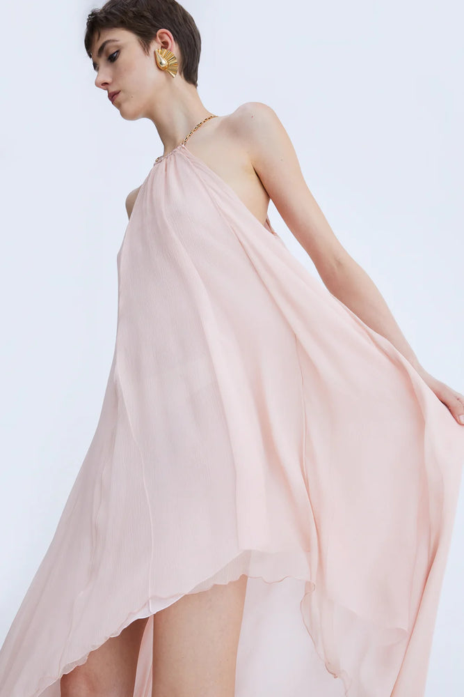 LONG SILK CHIFFON DRESS
