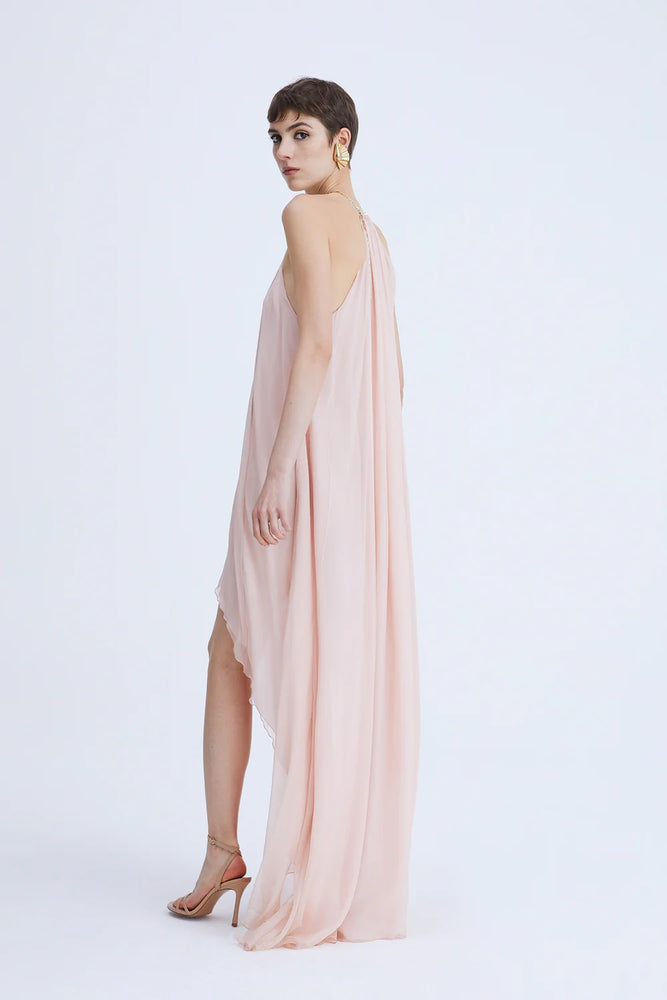 LONG SILK CHIFFON DRESS