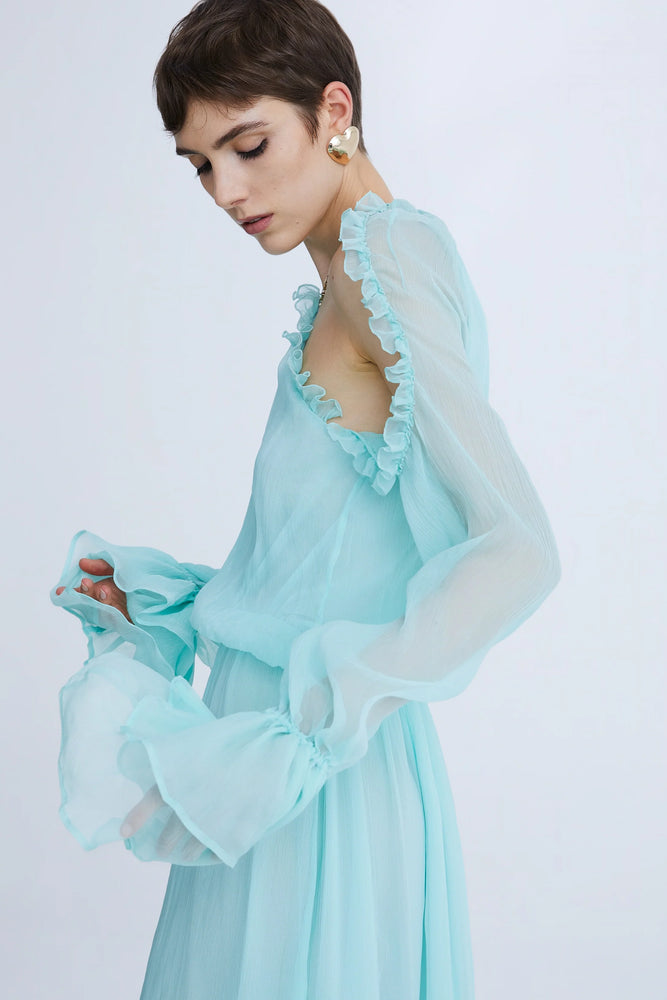 LONG SILK CHIFFON DRESS