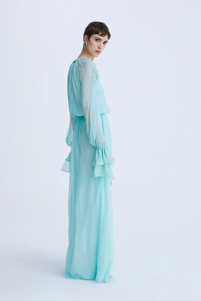LONG SILK CHIFFON DRESS