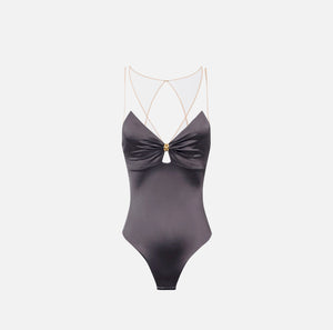 Body aus Lycra mit Trägern aus Tüll