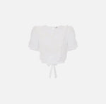 Top aus besticktem Georgette mit Rüschen