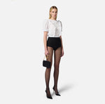 Top aus besticktem Georgette mit Rüschen