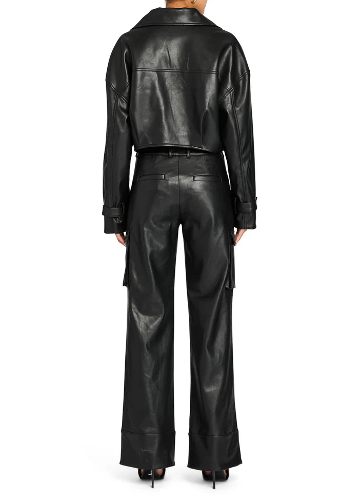 KODA VEGAN LEATHER CROPPED TRENCH