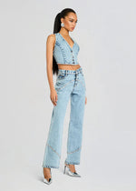 JORDI EMBELLISHED DENIM VEST