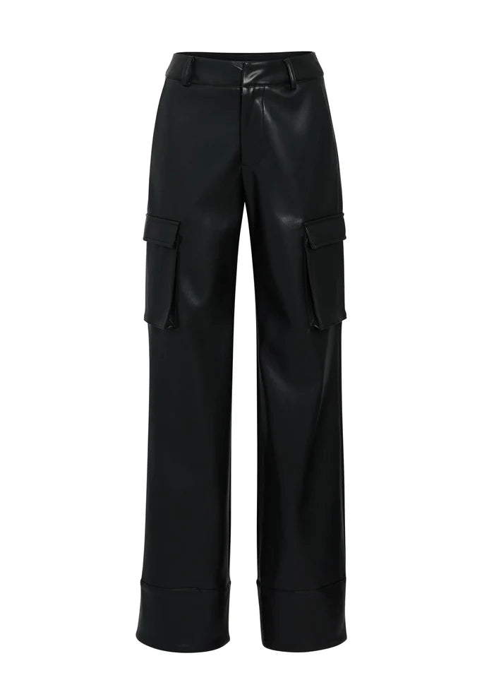 FIFER VEGAN LEATHER MID RISE CARGO PANT