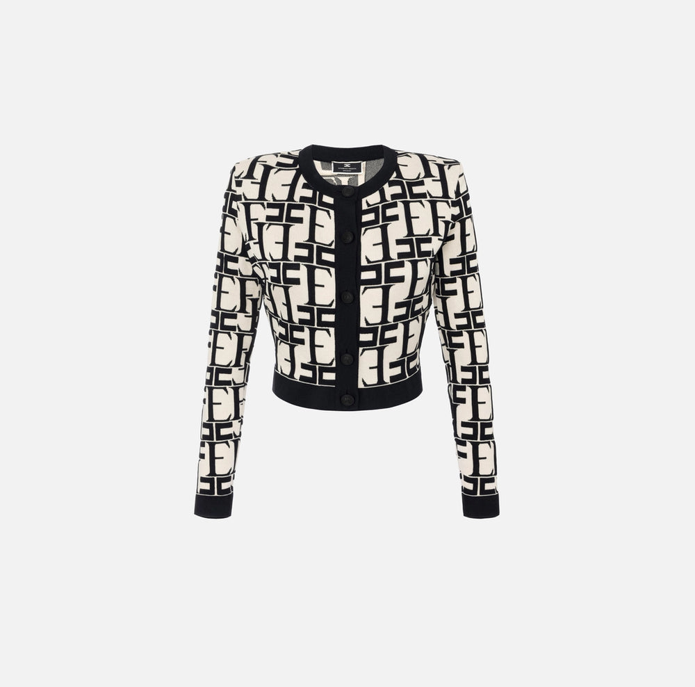 Cropped-Cardigan aus Präge-Viskose